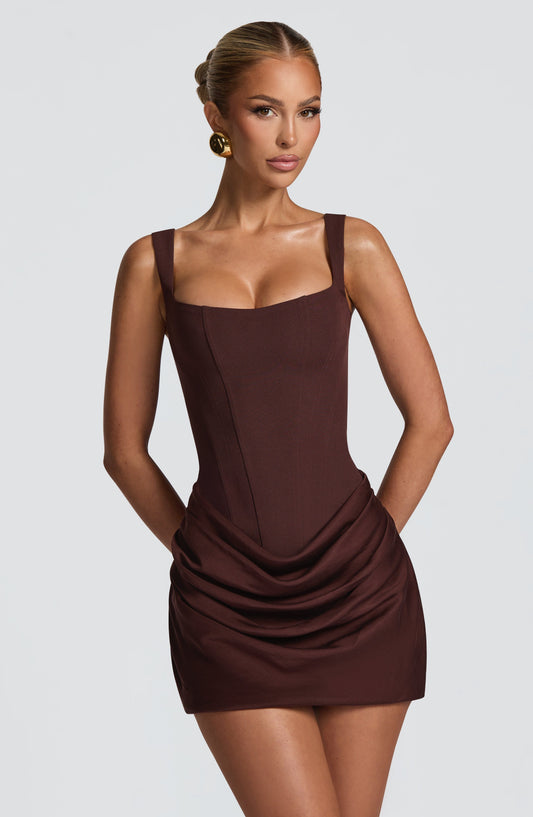 MOCHA TEMPT CORSET DRESS